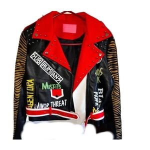 AKIRA Multicolor Studded Bomber Jacket